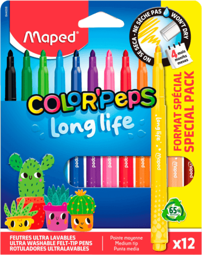 12 Feutres de Coloriage "Color'peps Long Life" - Maped