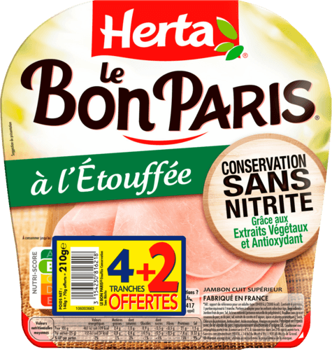 Jambon le Bon Paris à l'étouffée conservation sans nitrite - HERTA