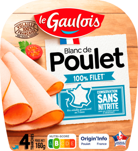 Blanc de poulet 100% filet conservation sans nitrite - LE GAULOIS