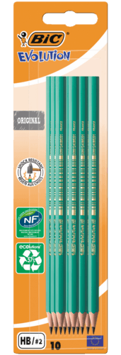 10 Crayons Graphite Hb "Evolution" - Bic