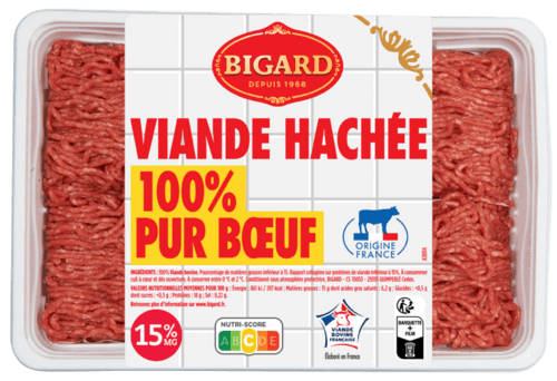 Viande haché pur bœuf 15% Mat. Gr. - BIGARD