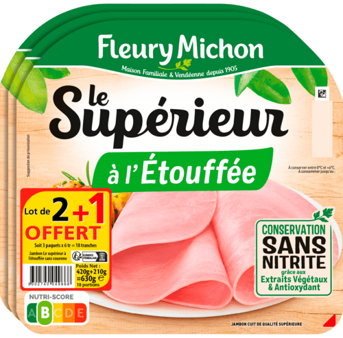 Jambon le Supérieur à l'étouffée conservation sans nitrite - FLEURY MICHON