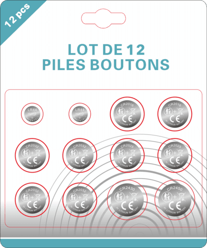 Lot de 12 Piles Boutons