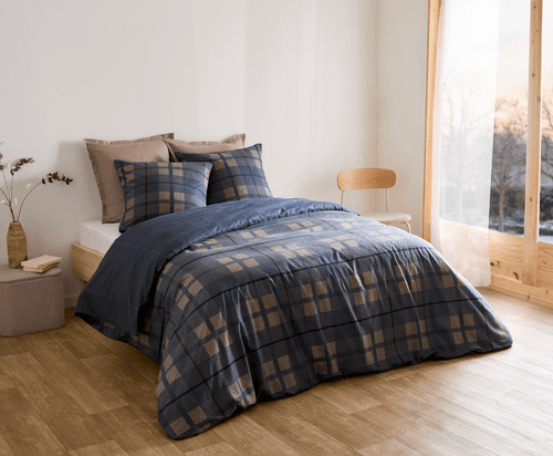 PARURE FLANELLE HOUSSE DE COUETTE 240X220 CM + 2 TAIES D'OREILLER 63X63 CM - TISSAIA