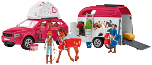 1. CENTRE ÉQUESTRE 2. Voiture avec remorque pour chevaux - SCHLEICH