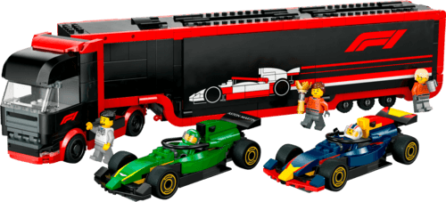 1. Camion de F1® avec voitures de F1® RB20 et AMR24 2. L'AVION DE LIGNE - LEGO