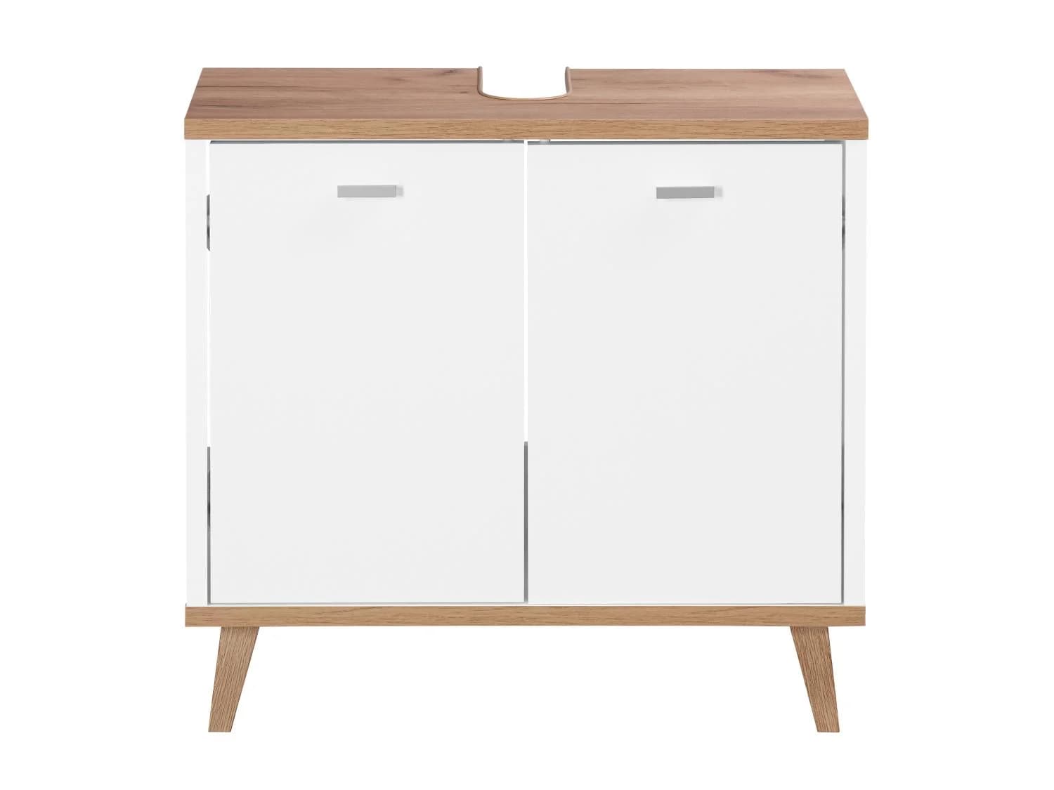 Meuble sous-vasque Corfu, 60 x 55 x 28 cm, blanc/imitation chêne