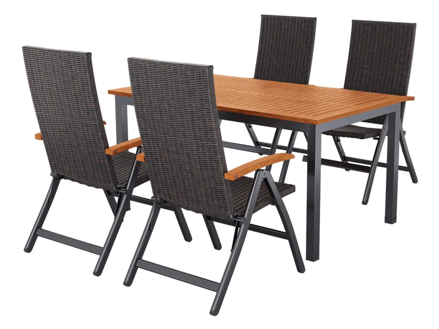 Table de jardin + Lot de 4 fauteuils pliants Valencia