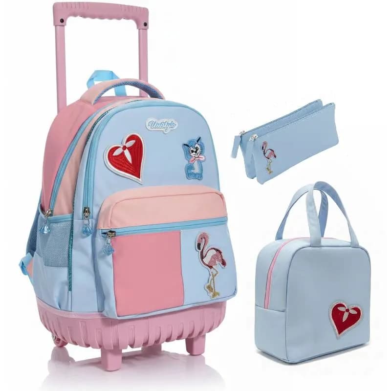 Set Trolley 3 En 1 Coul Pastel Fille Avec Ecusson