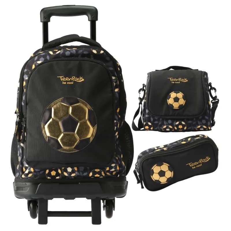 Set trolley 3 en 1 garçon foot + trousse 2 zips - TEENPACK