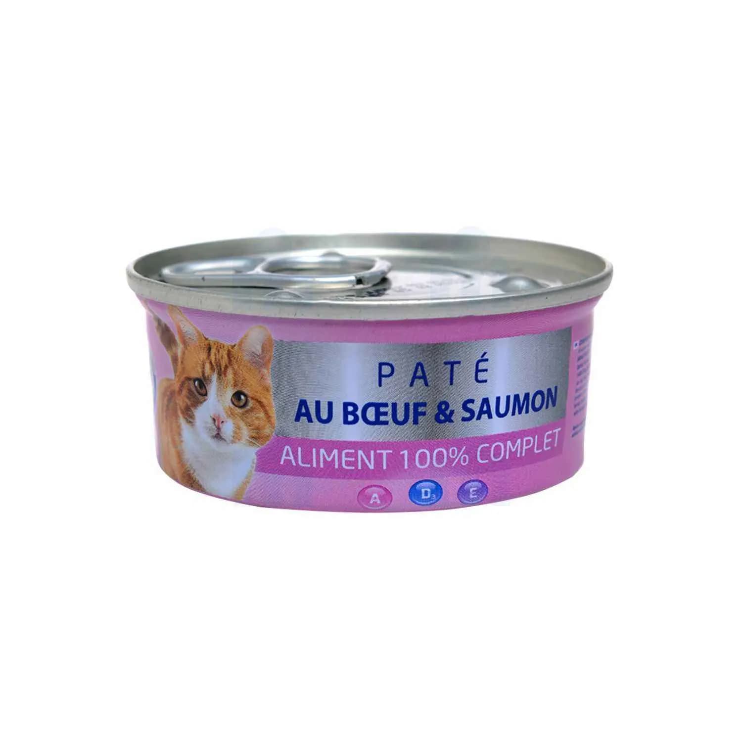 Pâté au bœuf et saumon pour chat adulte 85g - QUATY
