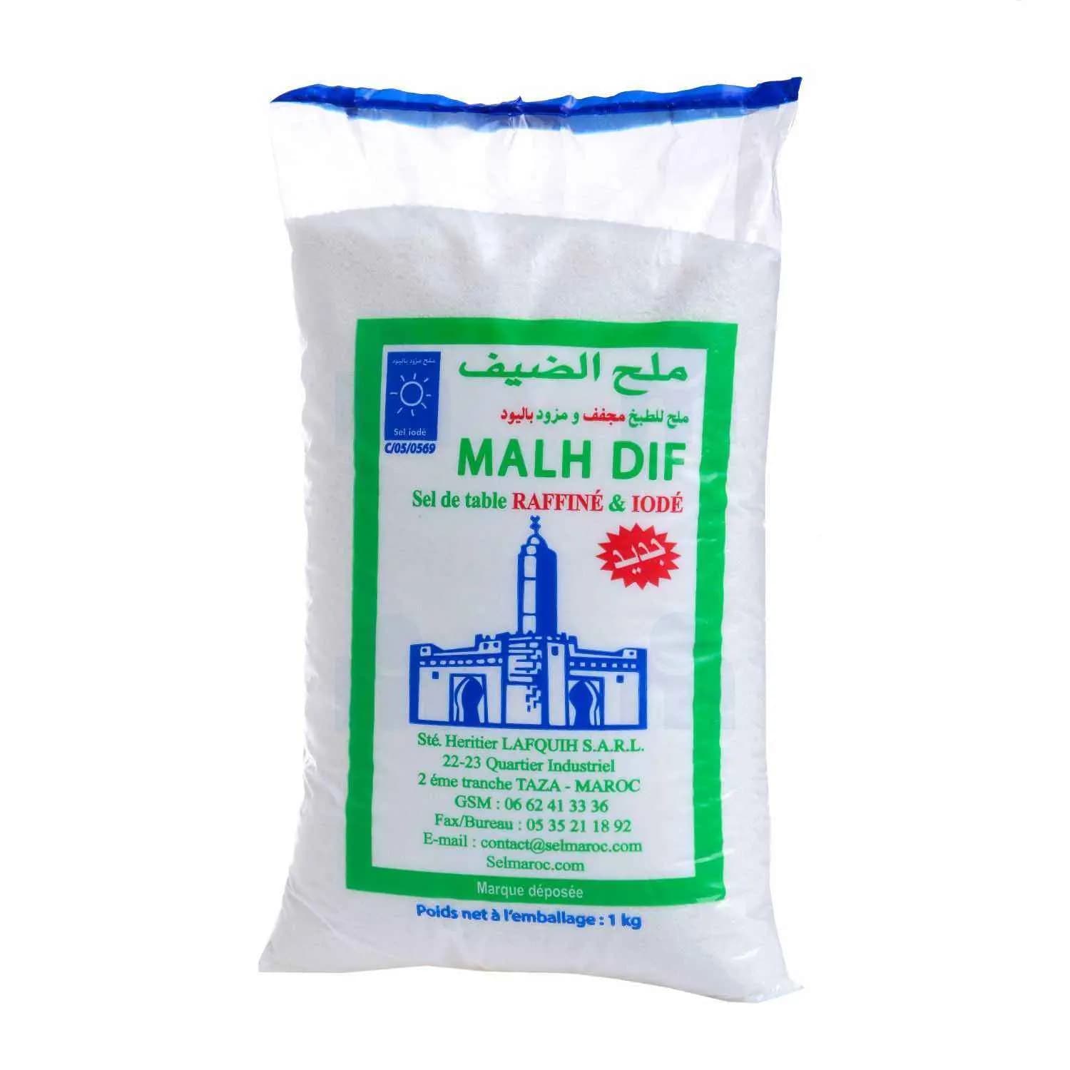 Sel de table raffiné et iodé 1kg - MALH DIF