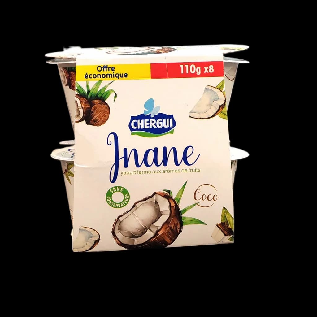 Yaourt ferme saveur coco Jnane 8x110g - CHERGUI