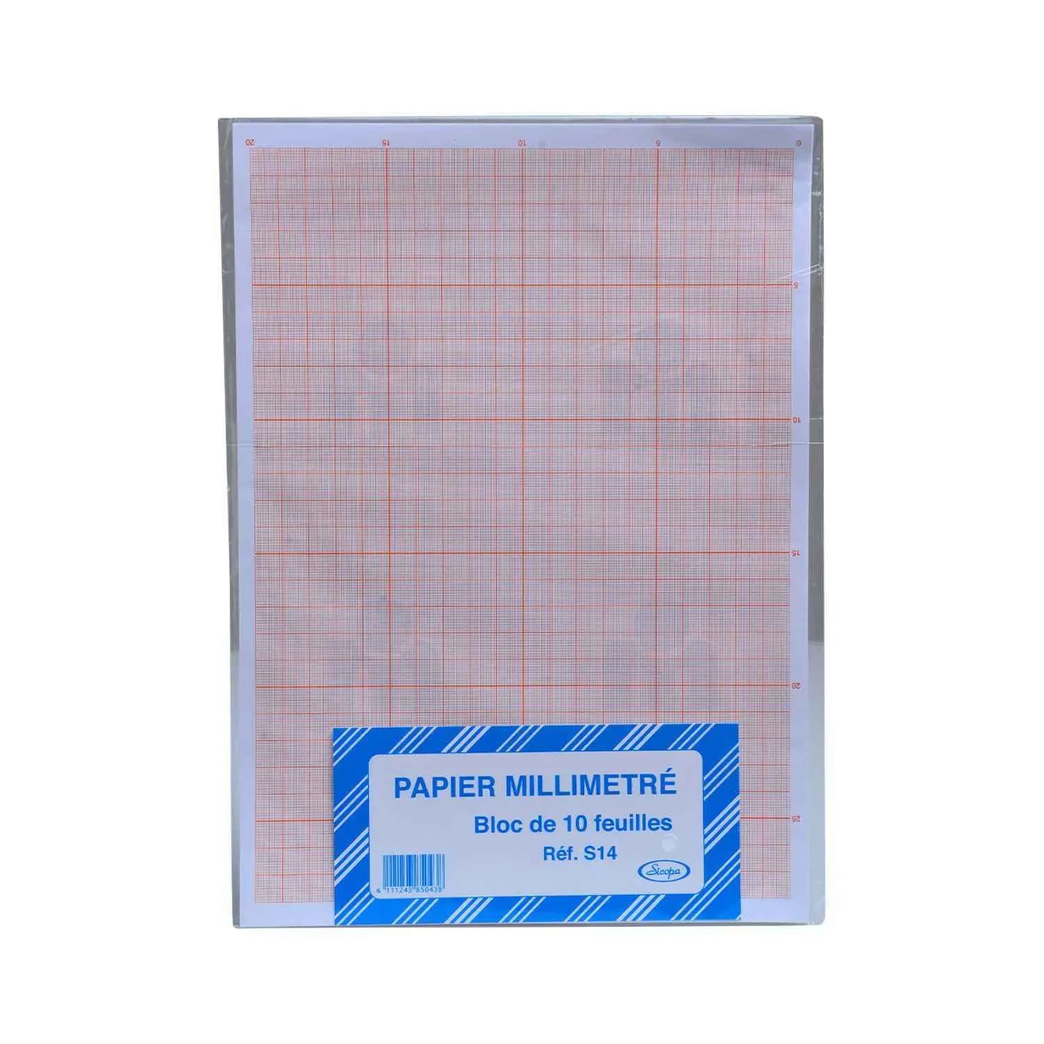 Papier millimétré bloc de 10 feuilles A4 - SICOPA