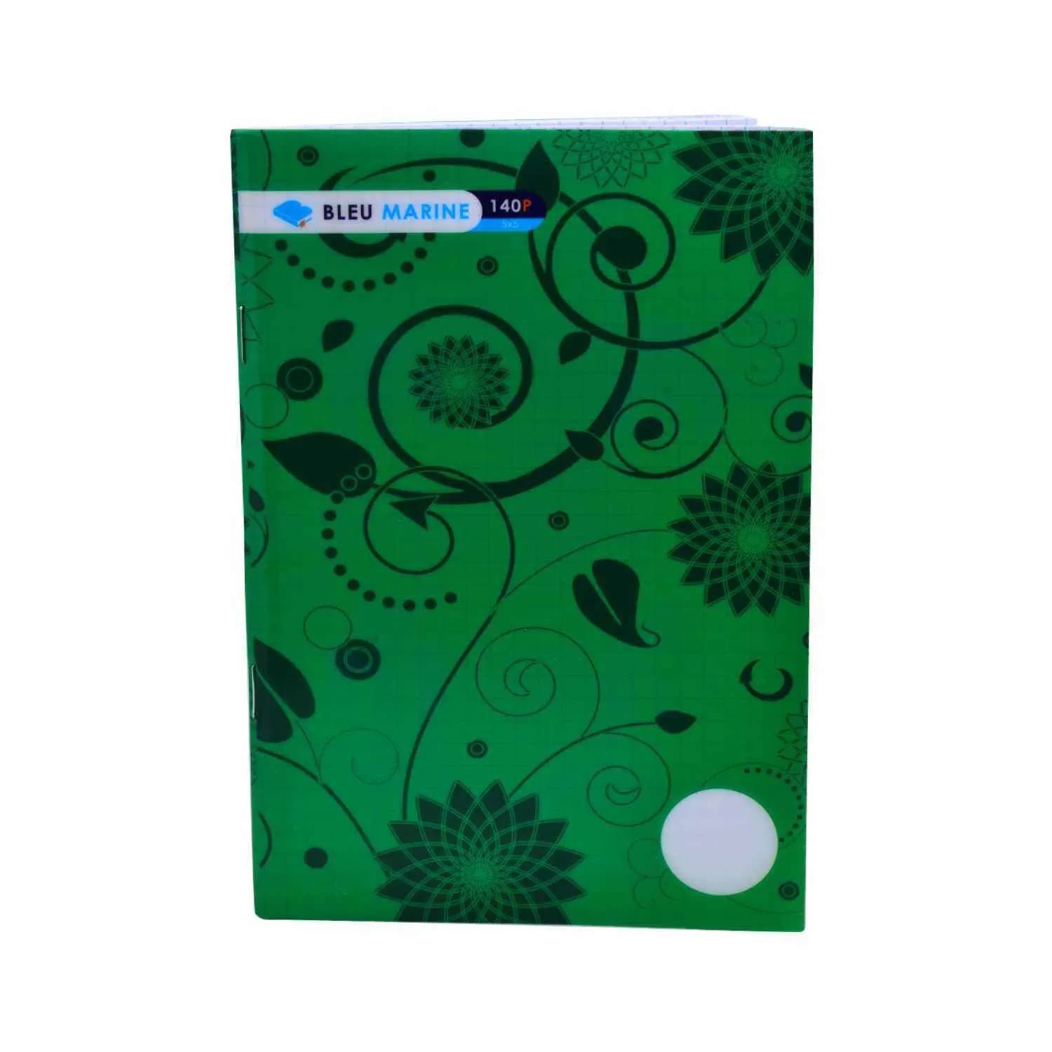 Carnet piqué petits carreaux 140pages 12x17cm 5X5 70g - BLEU MARINE