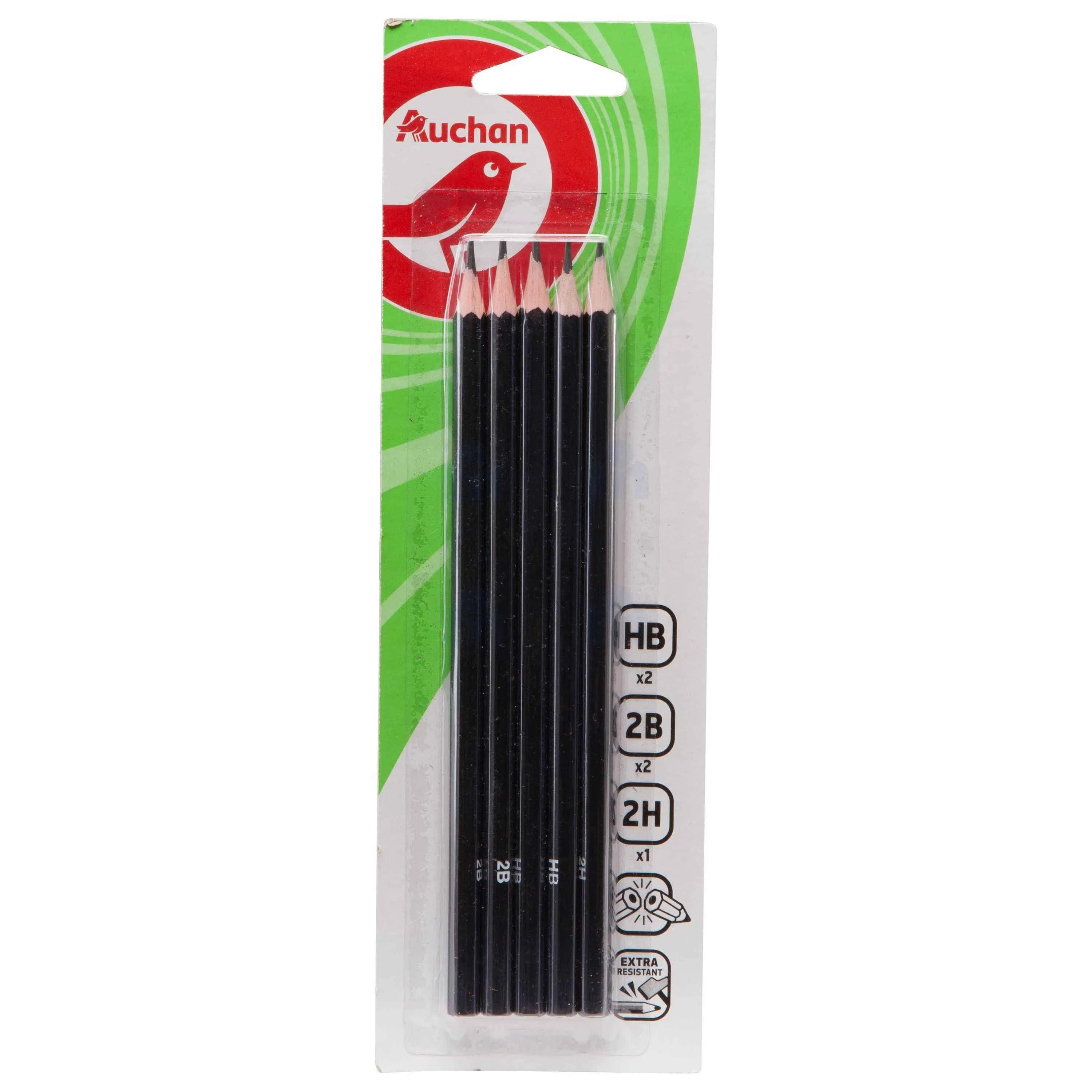 Crayons graphite HB/2B/2H x5 - AUCHAN