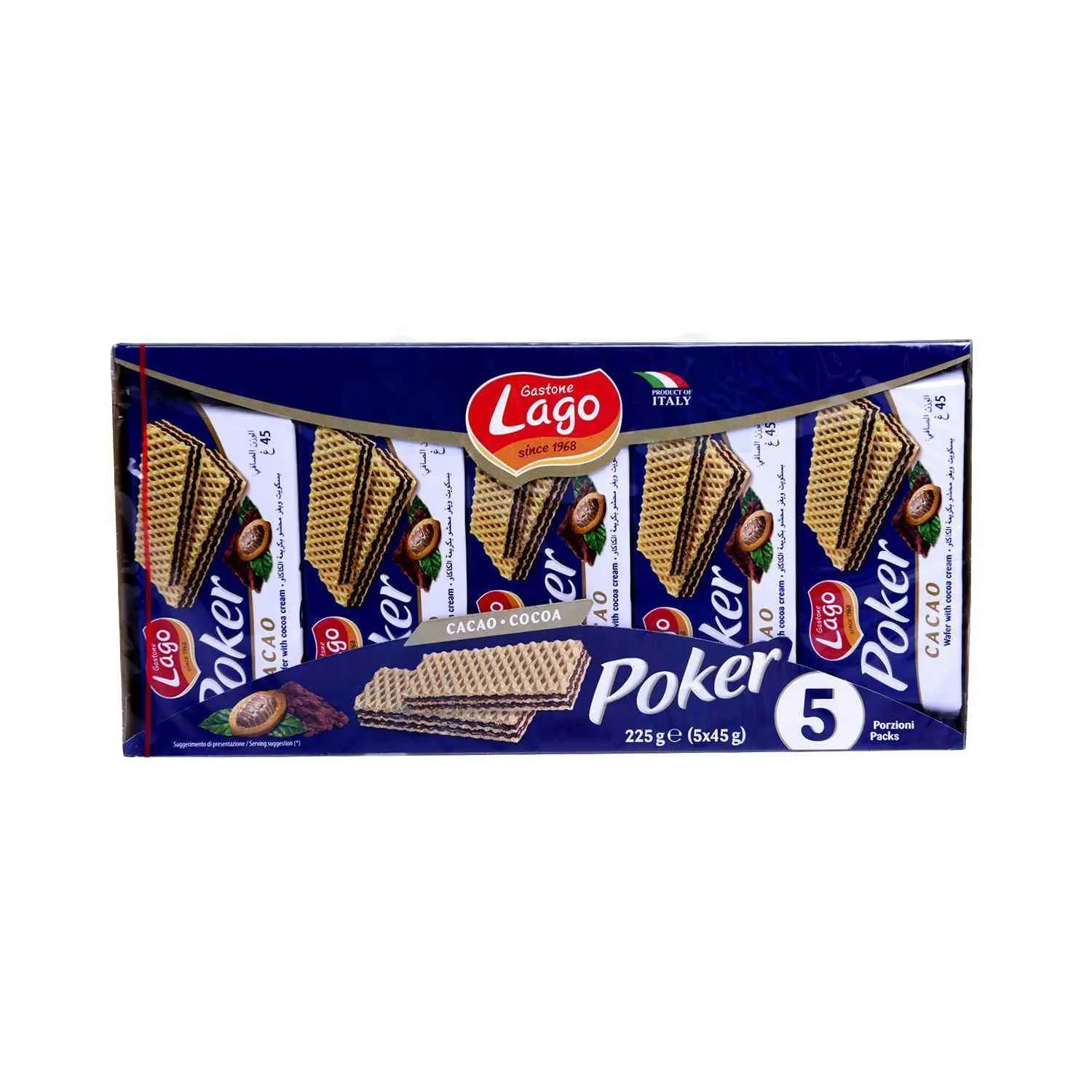 Gaufrettes avec crème au cacao Poker 5 unités x 45g - GASTONE LAGO