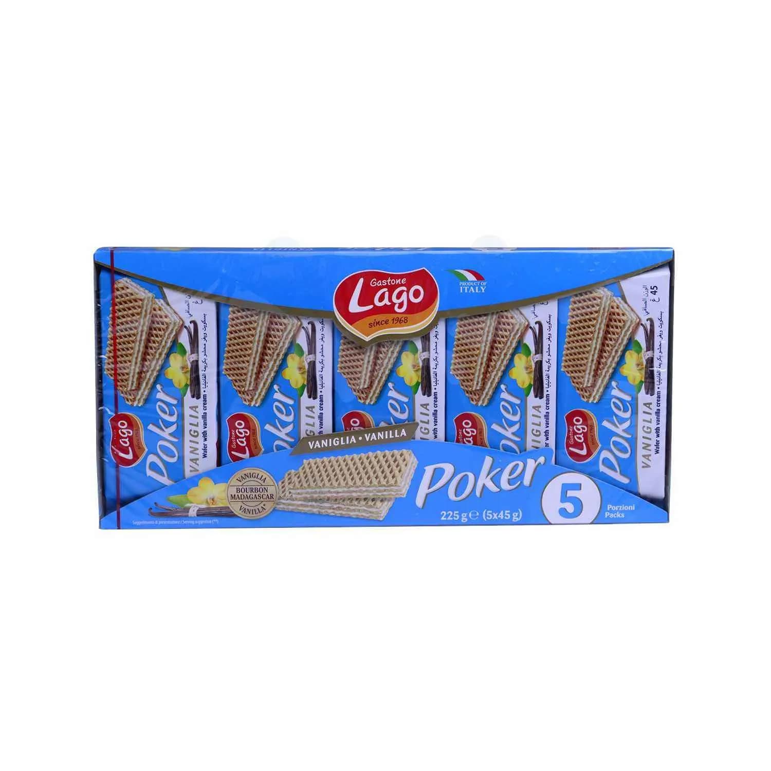 Gaufrettes avec crème à la vanille Poker 5 unités x 45g - GASTONE LAGO