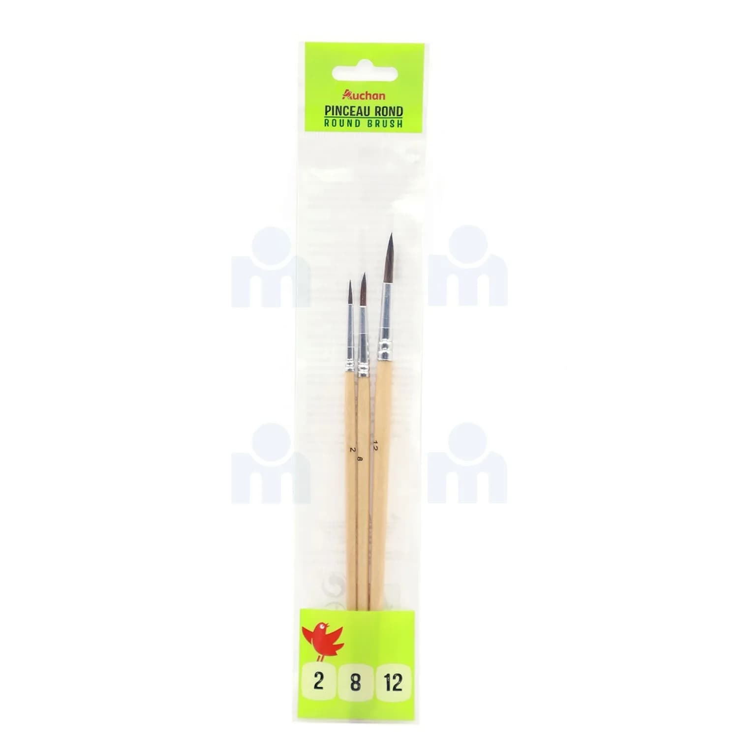 Pinceaux aquarelle n°2/8/12 x3 - AUCHAN