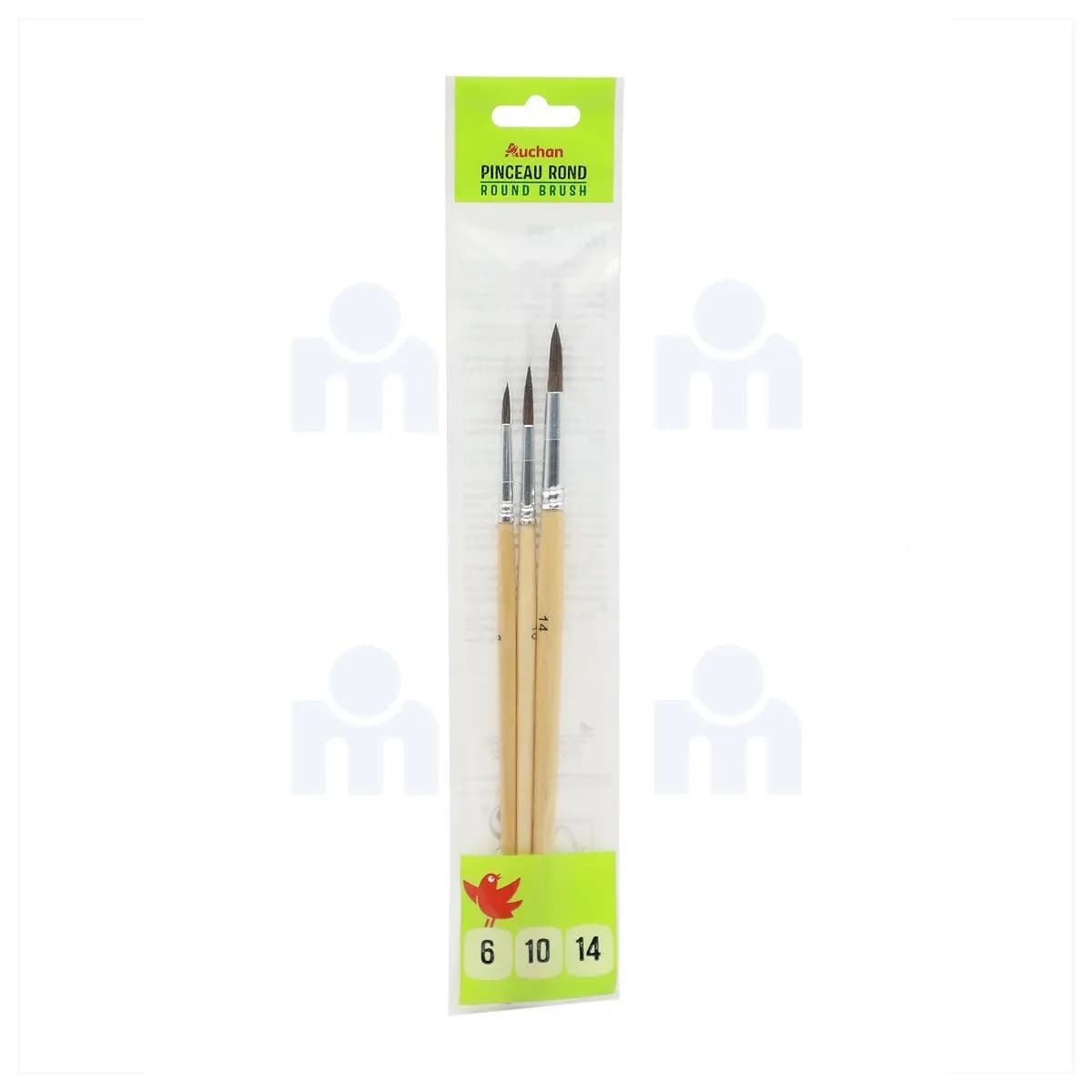 Pinceaux aquarelle ronds n°6/10/14 x3 - AUCHAN