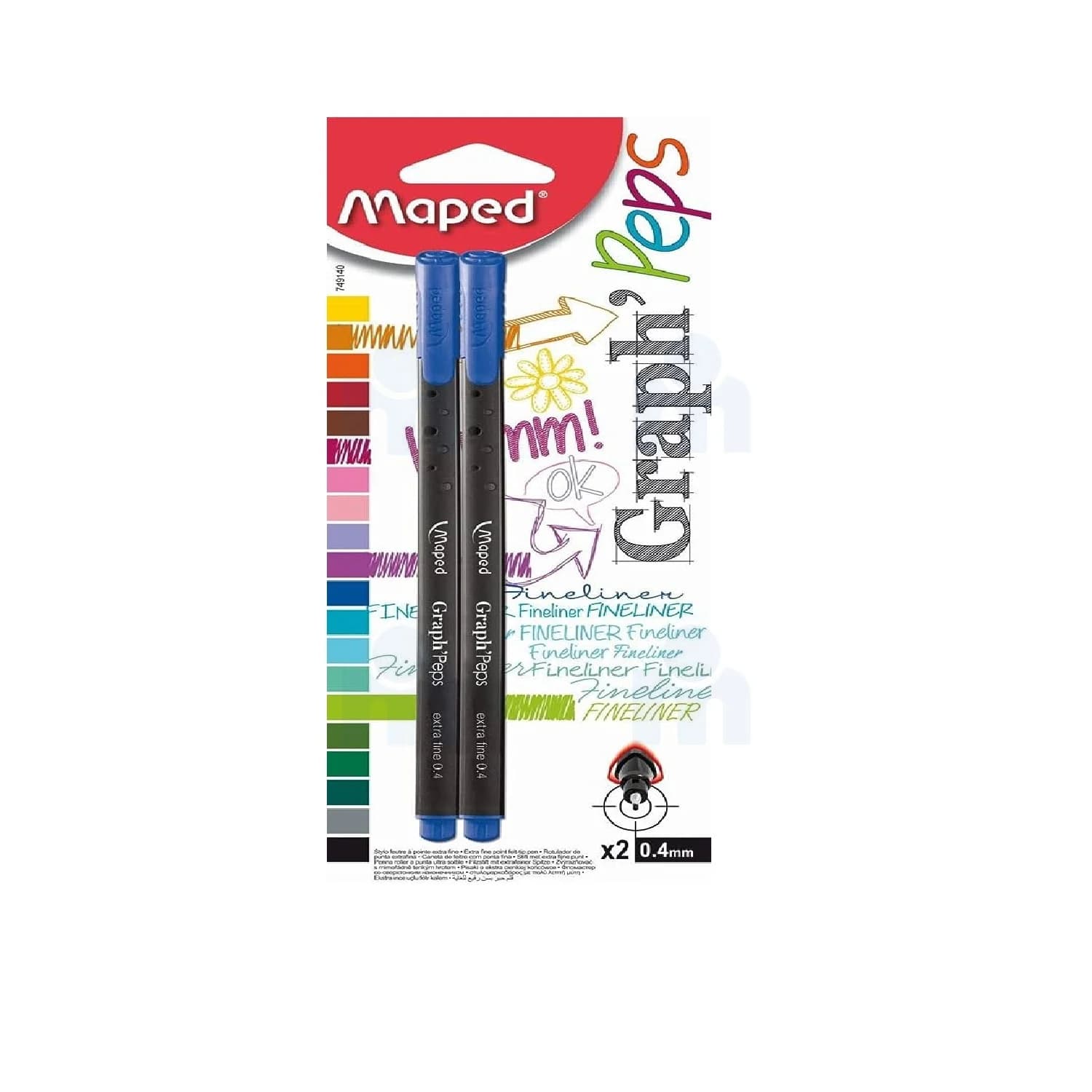Stylos feutres fins graphiques Peps noirs x2 - MAPED