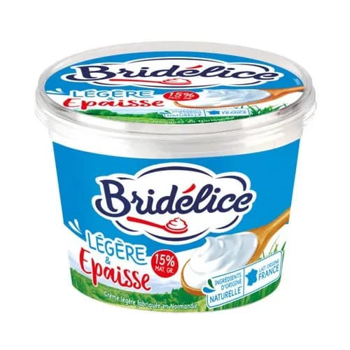 Crème fraîche épaisse Légère 15% MG 20cl - BRIDELICE