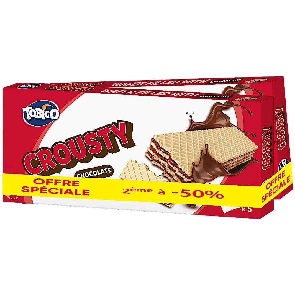 Gaufrette crousty chocolat x2 paquets le 2ème à -50% - TOBIGO