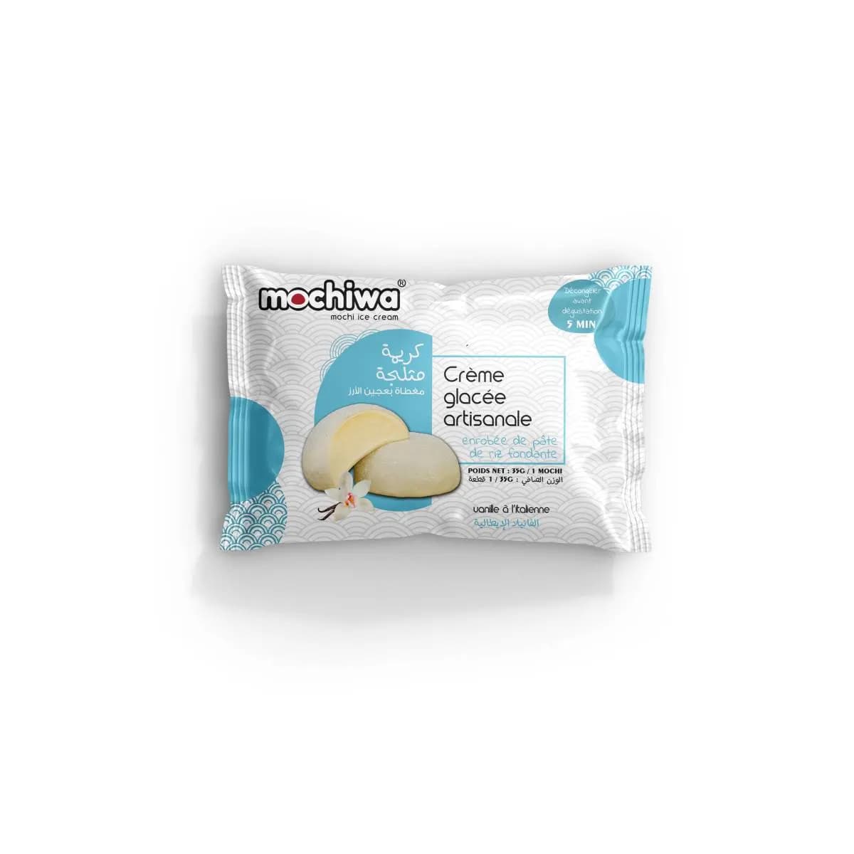 Mochiwa classic crème glacée enrobée de pâte de riz vanille à l'italienne 35g