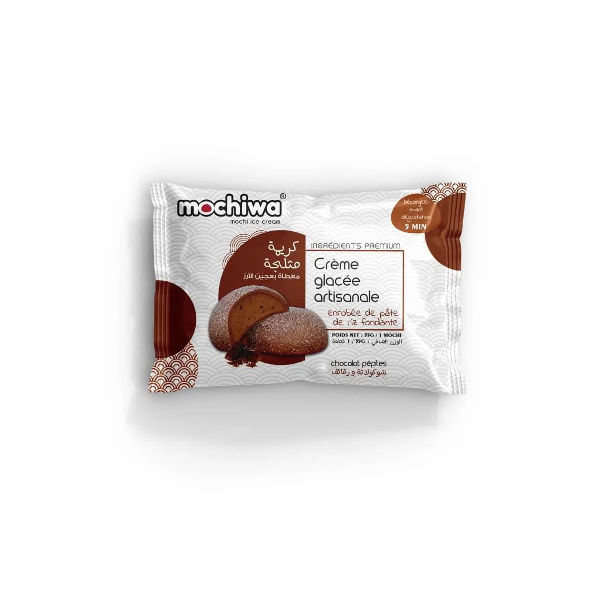 Mochiwa classic crème glacée enrobée de pâte de riz chocolat pépites 35g