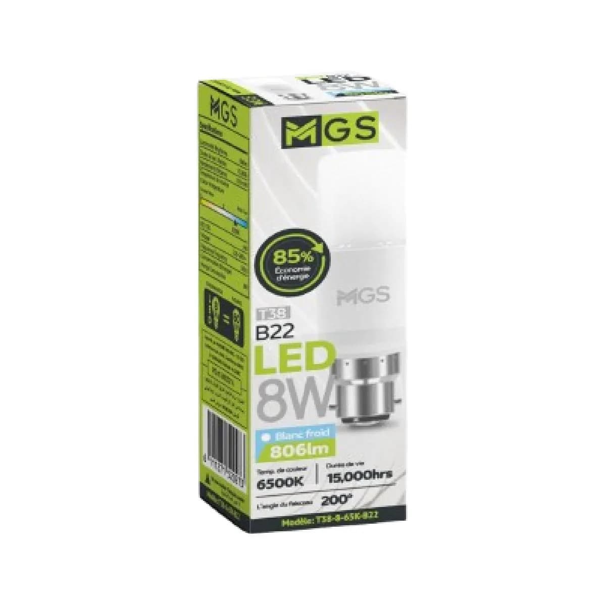 Ampoule LED T38 8W B22 - MGS