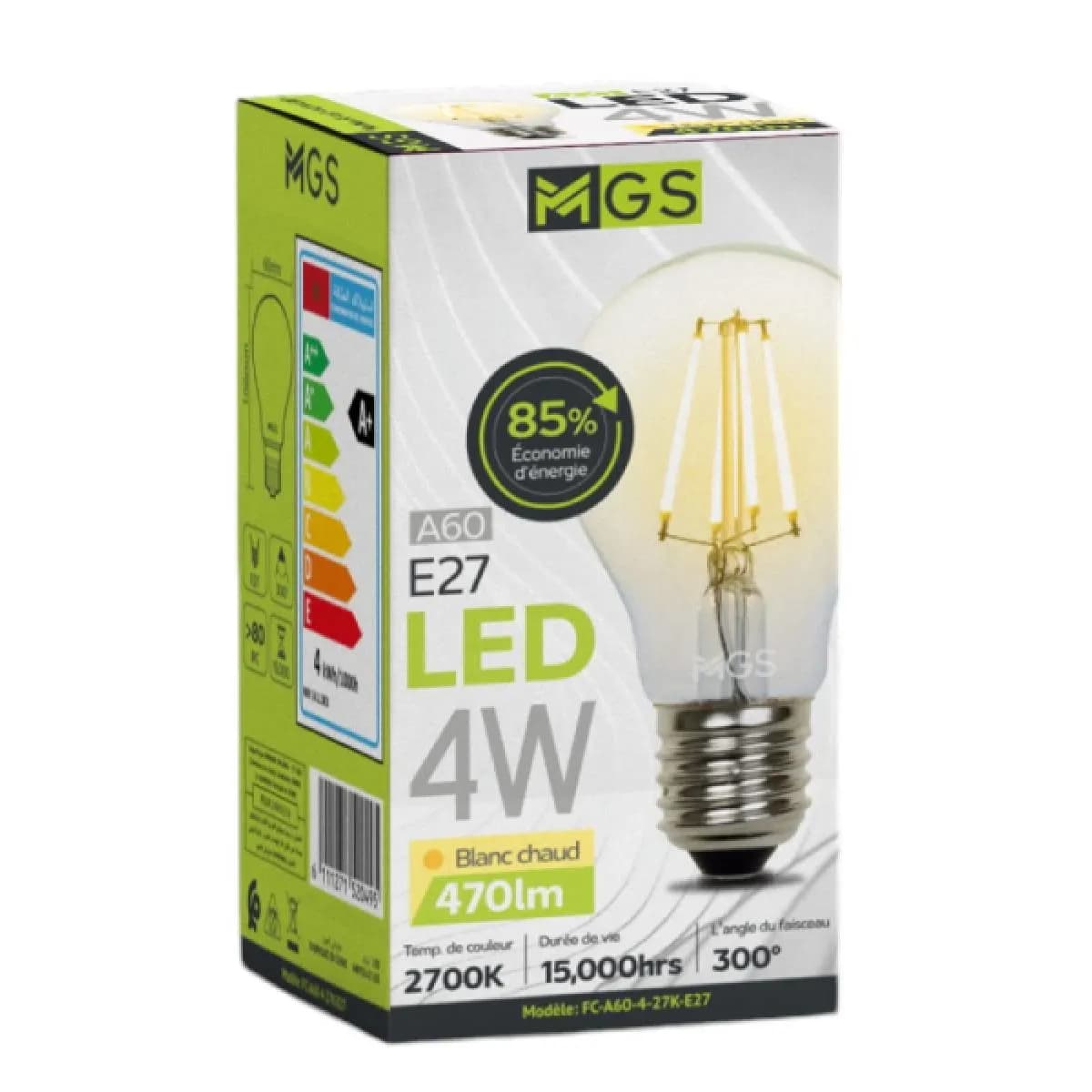 Ampoule LED CLEAR A60 4W E27 - MGS
