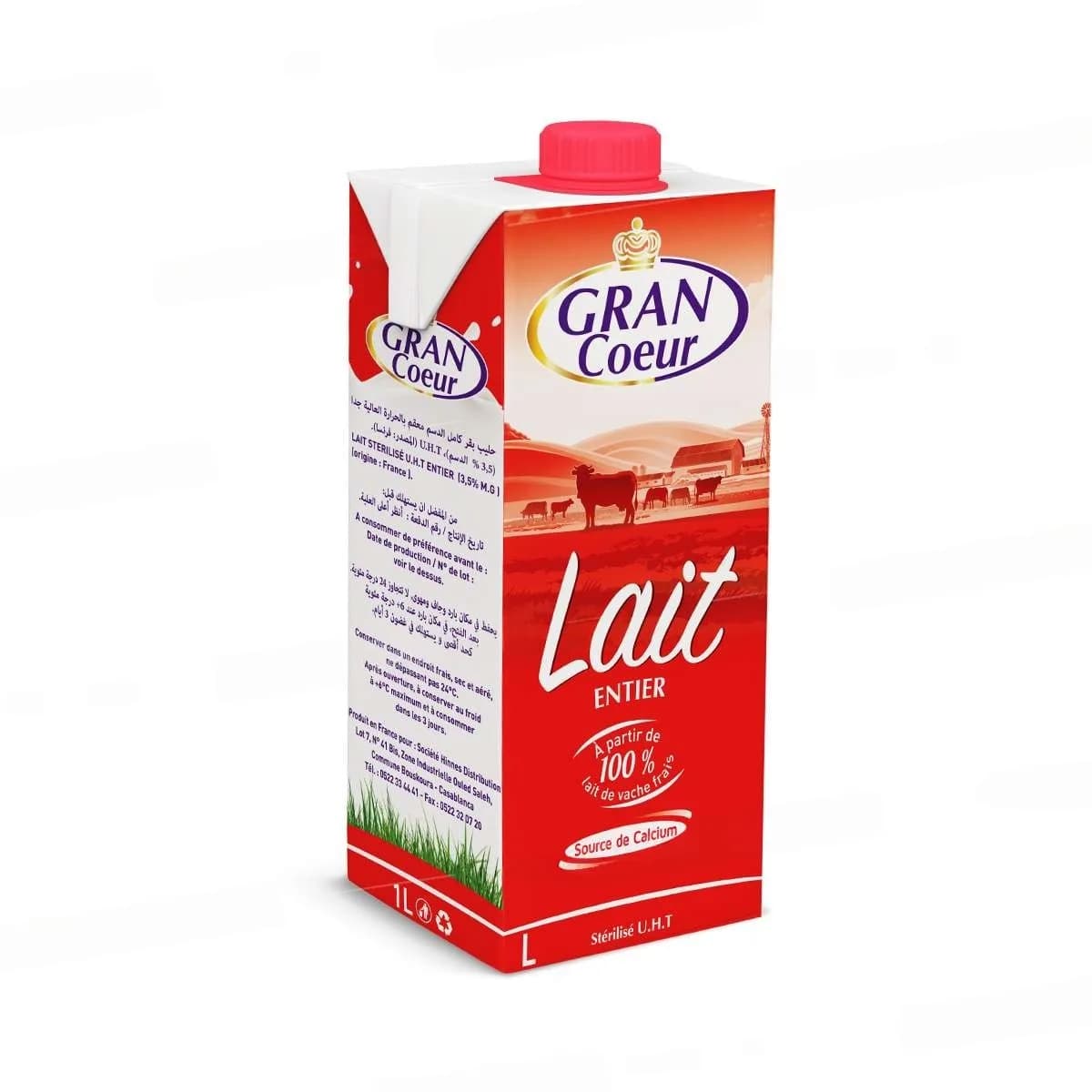 Lait uht entier 1L - GRAND CŒUR