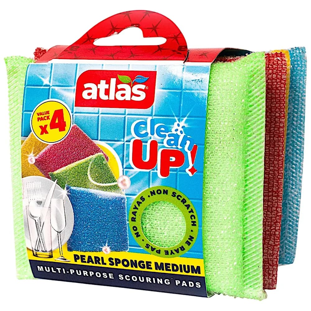 Tampon à récurer clean up pearl medium x4 - ATLAS