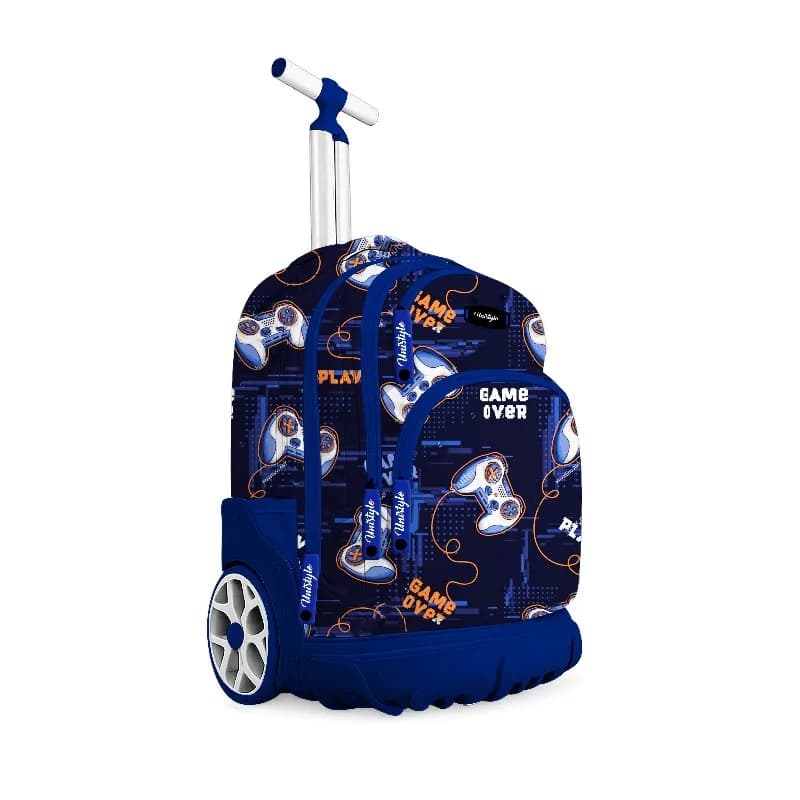 Trolley 18''avec une BASE RIGIDE Moyenne Roue ( motif garcon ) 3POCHES
