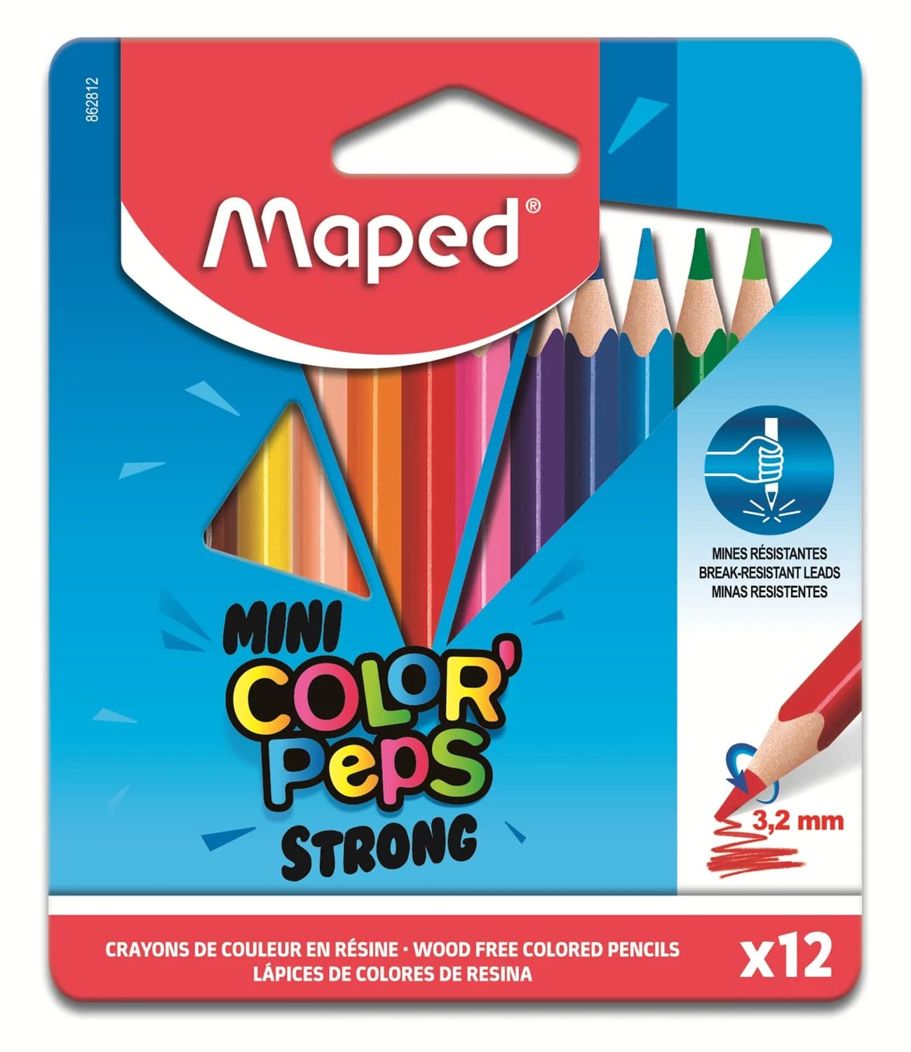 Boîte de 12 mini crayons de couleur Color’Peps Strong – MAPED