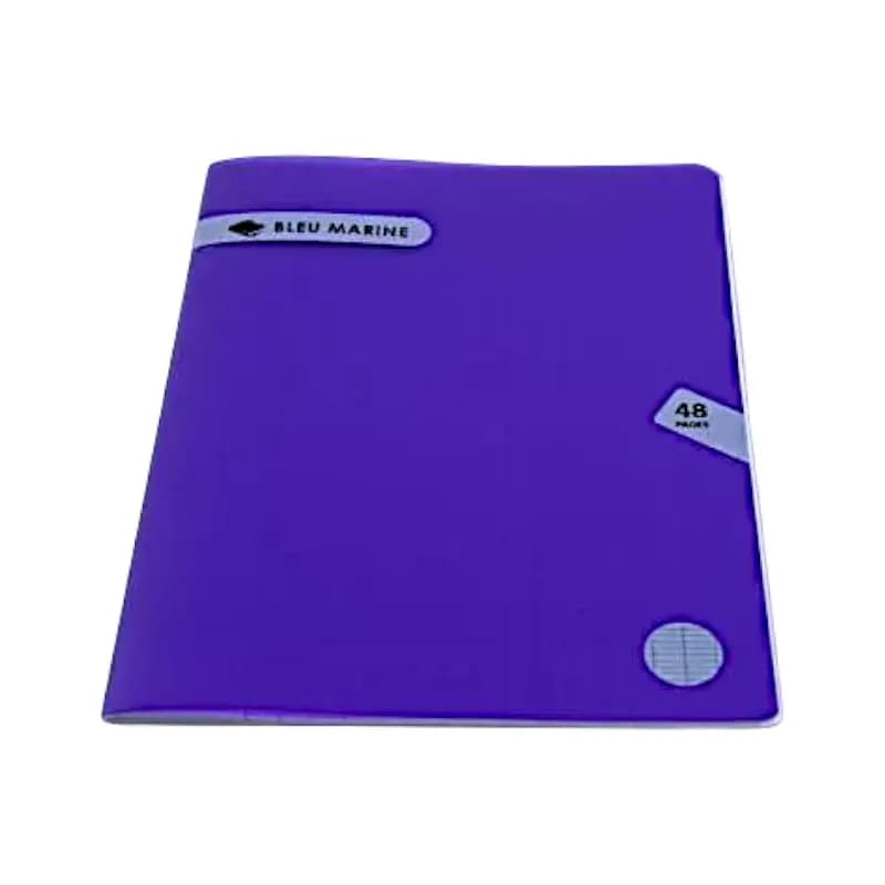Cahier 48p 10x10 cm couverture polypro transparente bleu marine 60g