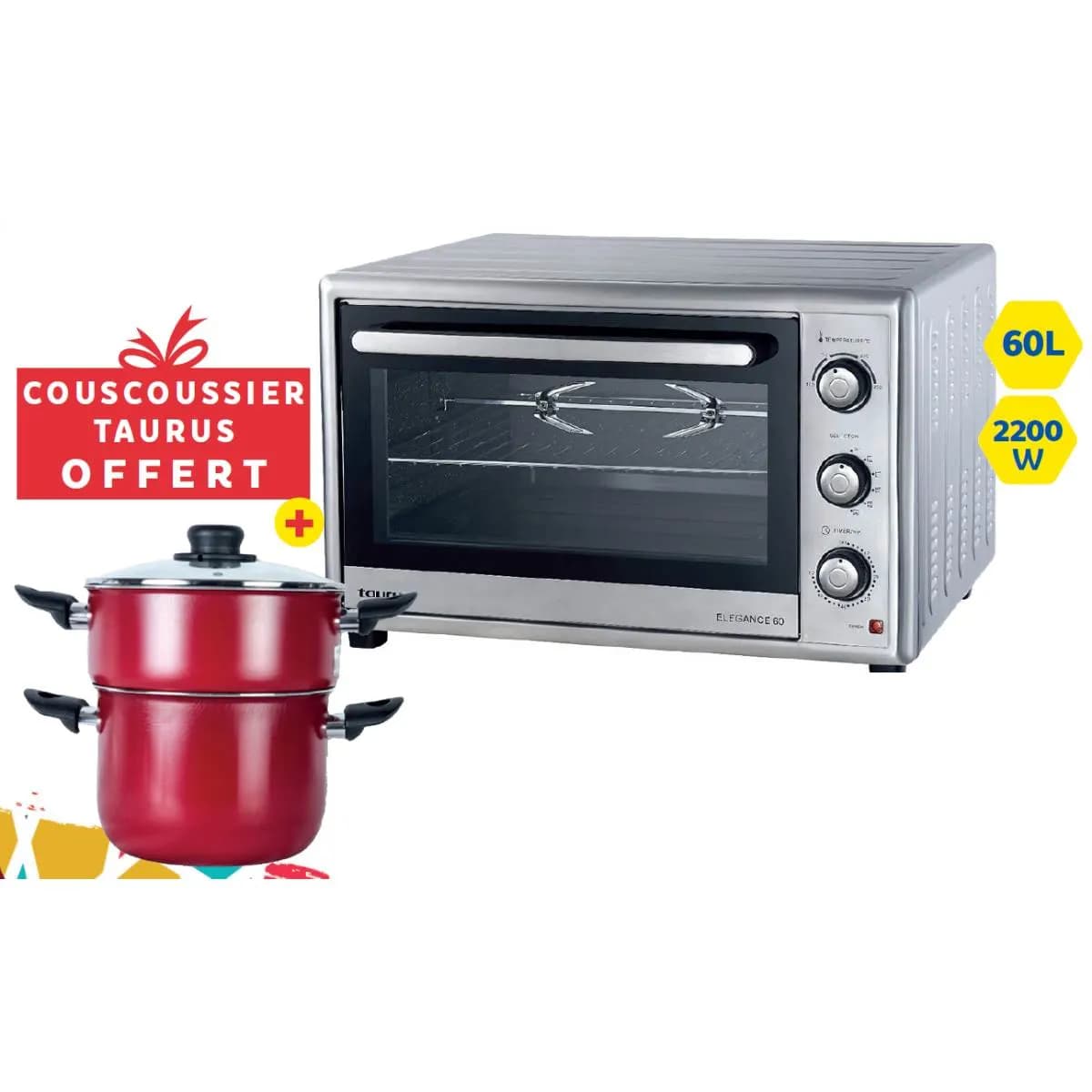Four élégance 60L 2200W + couscoussier offert - TAURUS