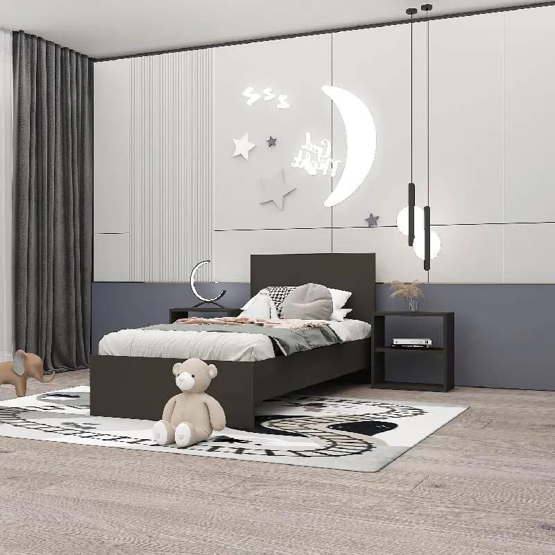 Lit avec table de chevet 900x1900 mm Chêne roble blanc