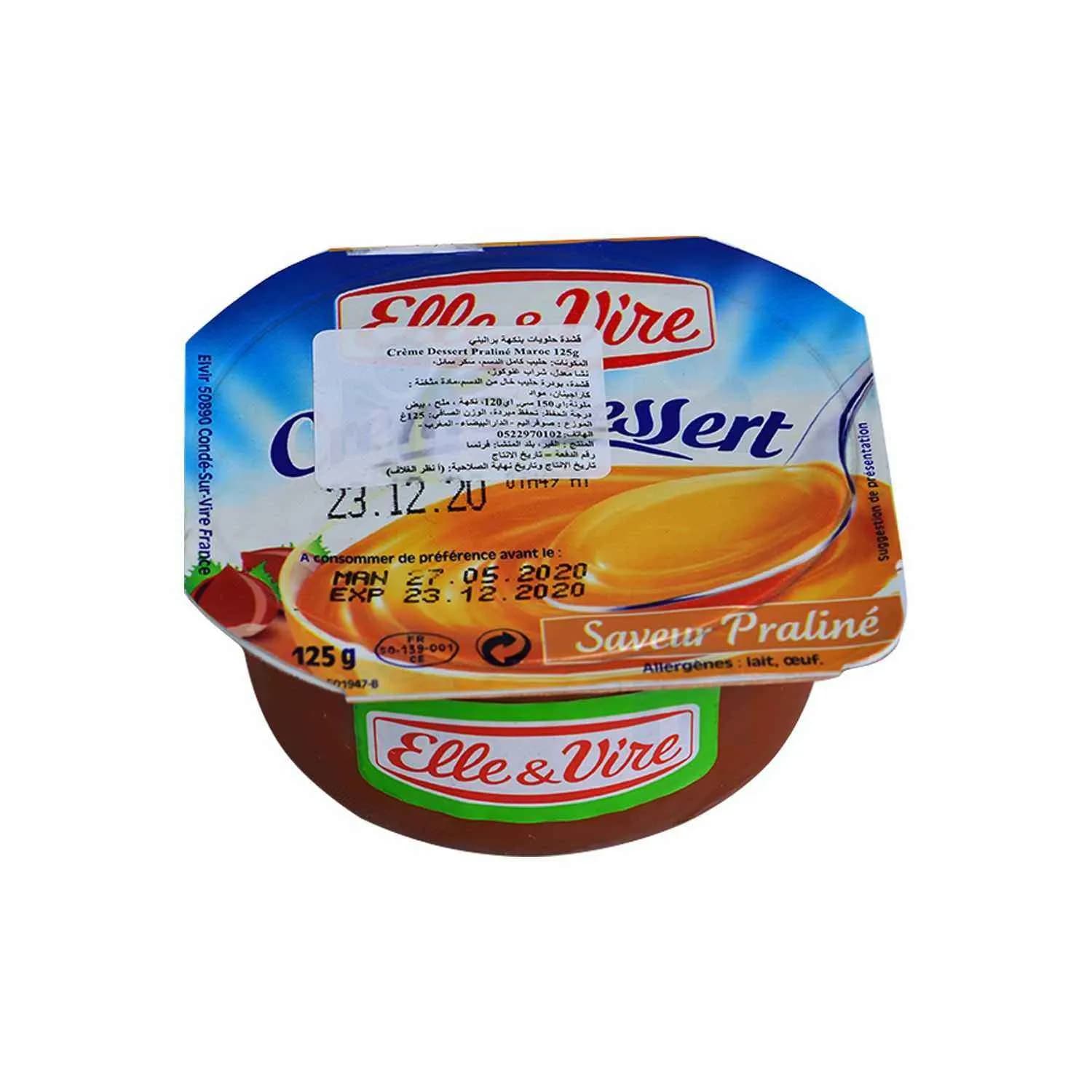 Crème dessert UHT aromatisée noisette praliné 125g - ELLE & VIRE