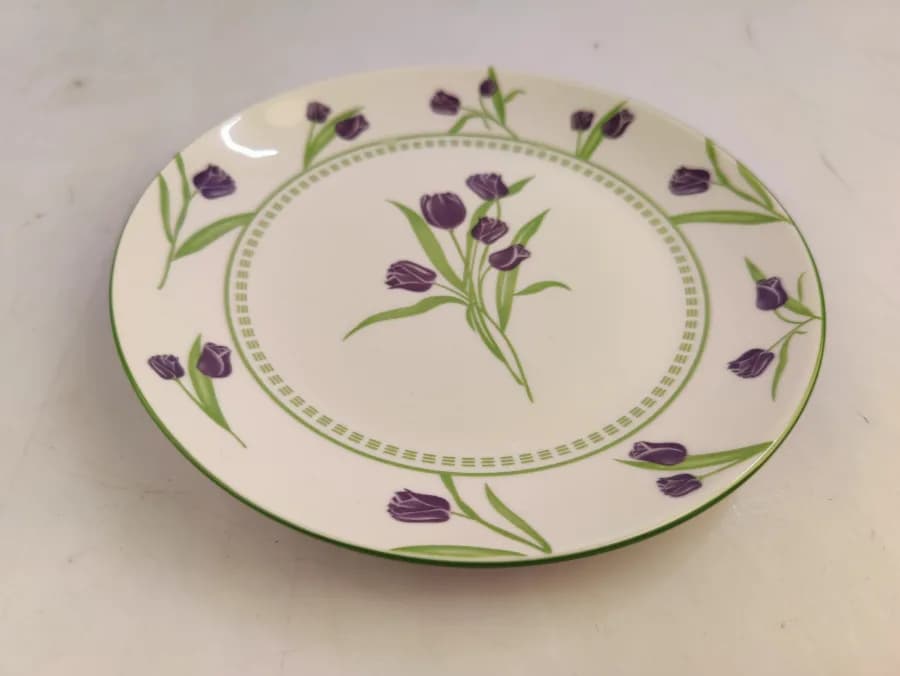 Assiette Plate Ronde 18,9 cm – Motif Tulipes Bleues