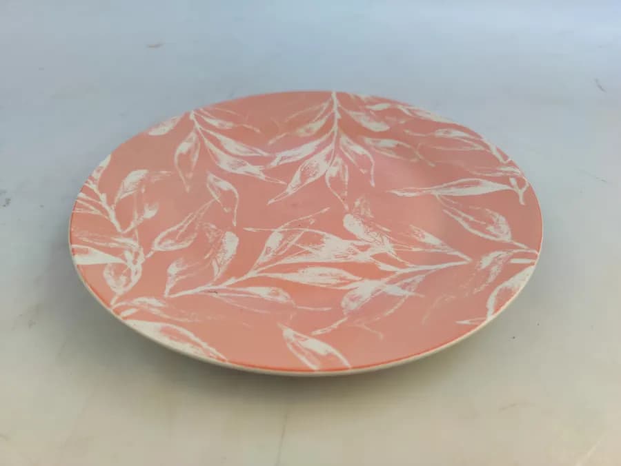 Assiette Plate Ronde 22,9 cm Motif Feuillage Rose