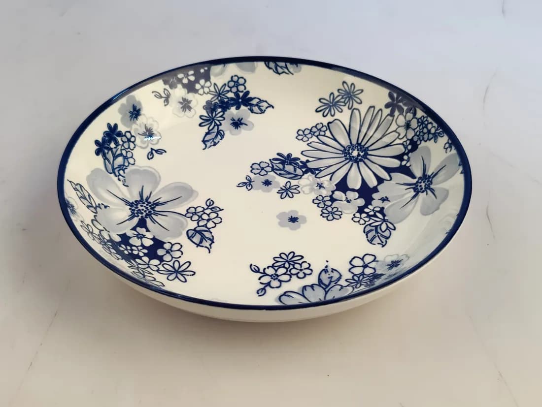 Assiette Creuse 17,8 cm - Motif Fleurs Indigo