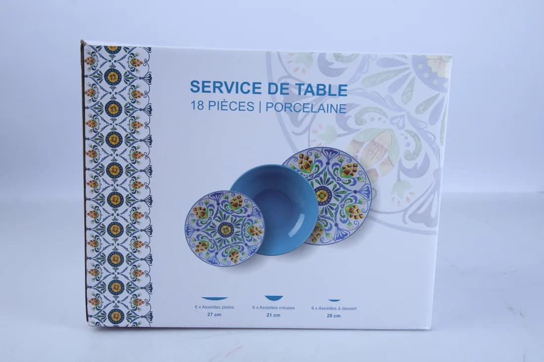 Service dîner Style Majolica bleu 18 pièces