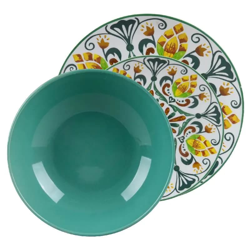 Service dîner Style Majolica vert 18 pièces