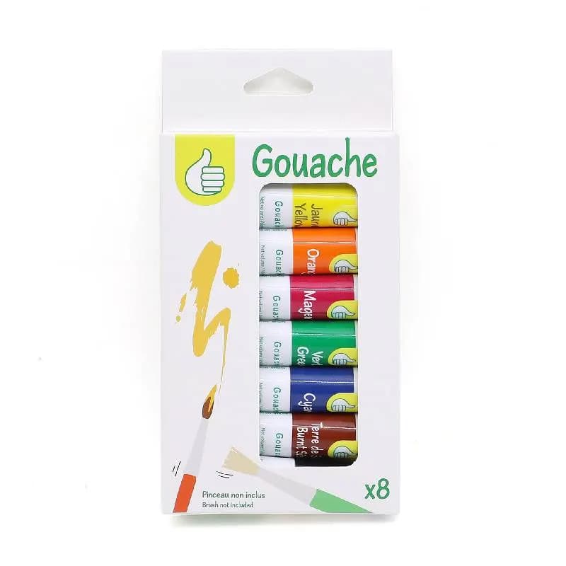 Set 8 gouaches en tubes aluminium 10ml