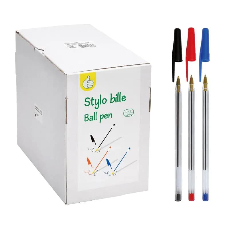 Set 3 stylos bille Pouce bleu rouge noir