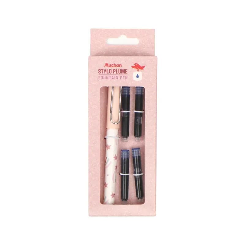 Stylo plume avec 4 cartouches bleu Cirque - AUCHAN