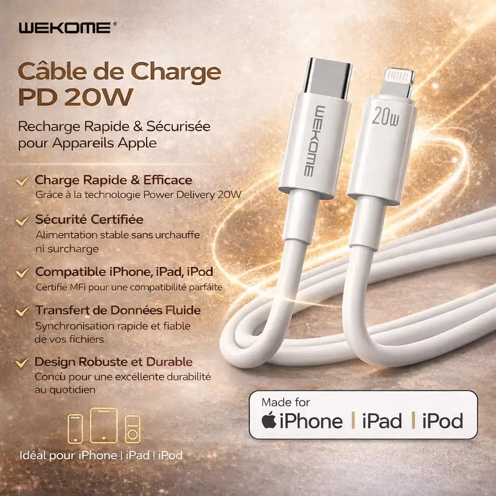 Cable adaptateur prise jack audio éclairage vers 3.5mm écouteur musique Compatible pour iPhone 14 13 pro max mini 12 11 SE X XR 8 7