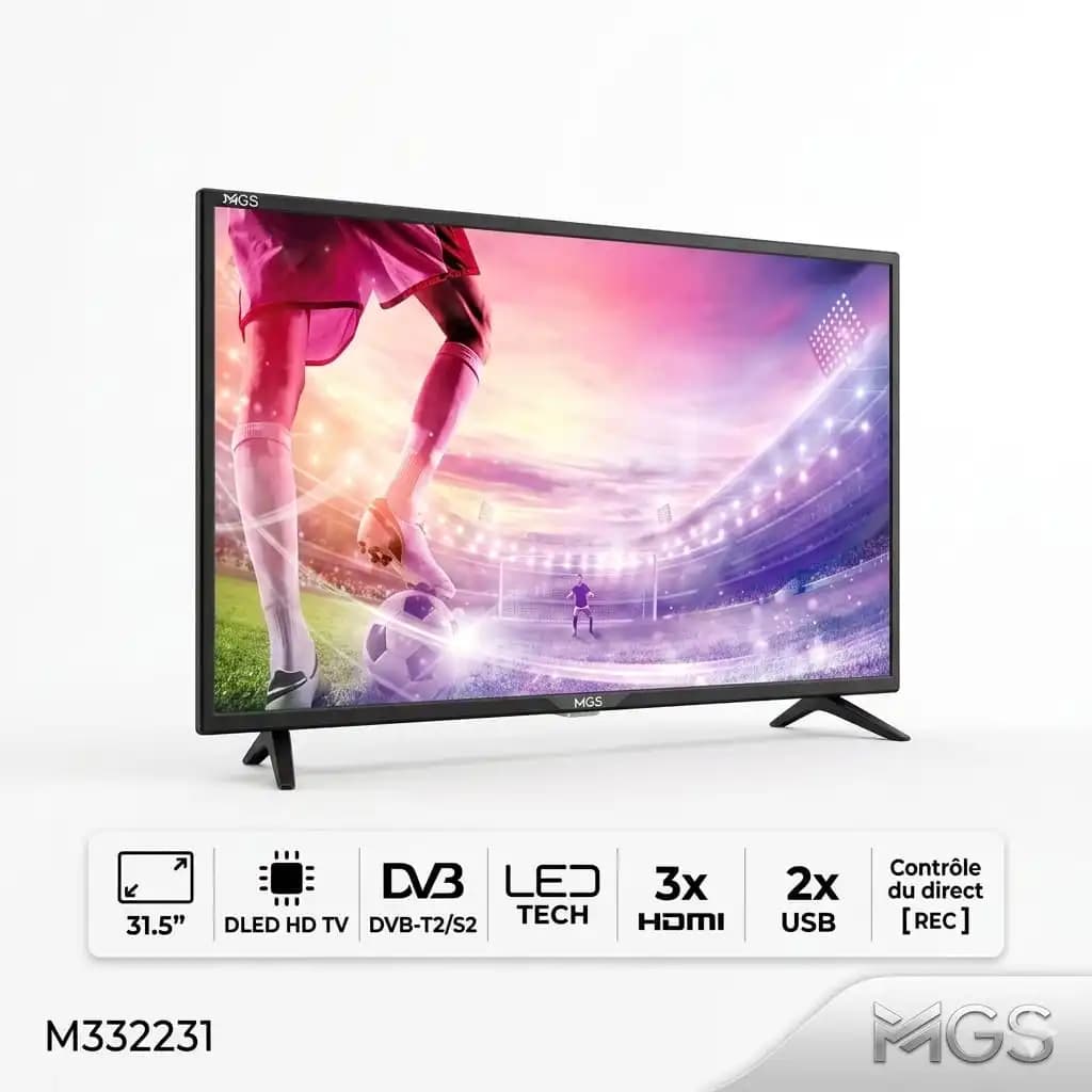 MGS - Téléviseur 31.5" HD FRAMELESS RECEPTEUR INTEGRER - T2/S2 M332231