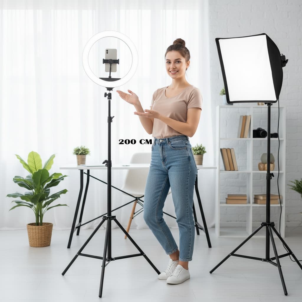 Support de Studio Universel 200cm Trépied Pour Ring Light / Soft Box / Caméra / Téléphone